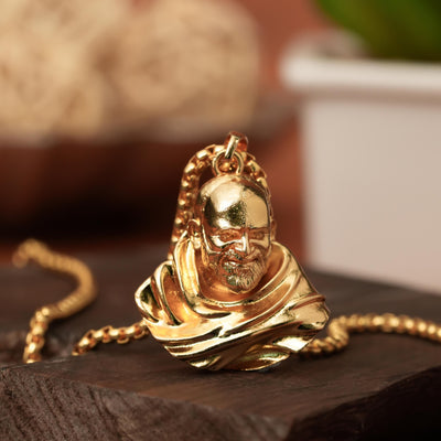 Sterling Gold Plated Neem Karoli Baba Pendant for Men by khatutraders.com