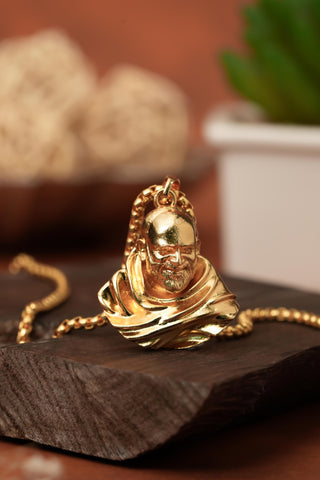 Sterling Gold Plated Neem Karoli Baba Pendant for Men by khatutraders.com